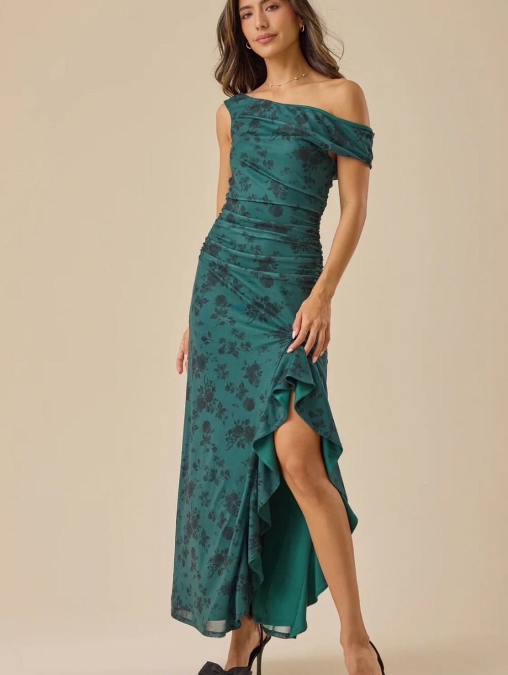 Altar'd State Green Floral Maxi Off Shoulder Maxi Dress 2XL NWT